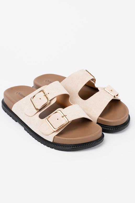 Chinelos femininos na moda brilhantementebege z zamszoParaym Paraykończeniem