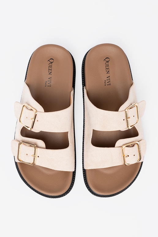 Chinelos femininos na moda brilhantementebege z zamszoParaym Paraykończeniem