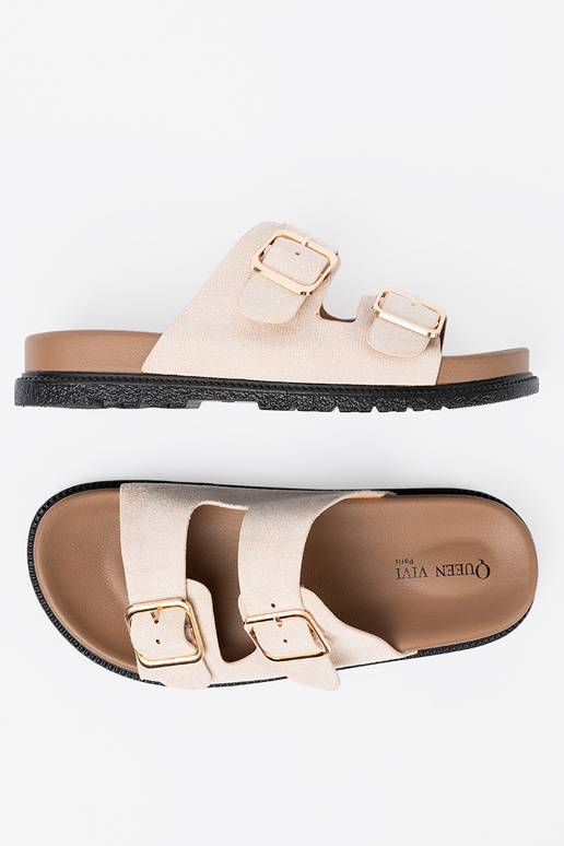 Chinelos femininos na moda brilhantementebege z zamszoParaym Paraykończeniem