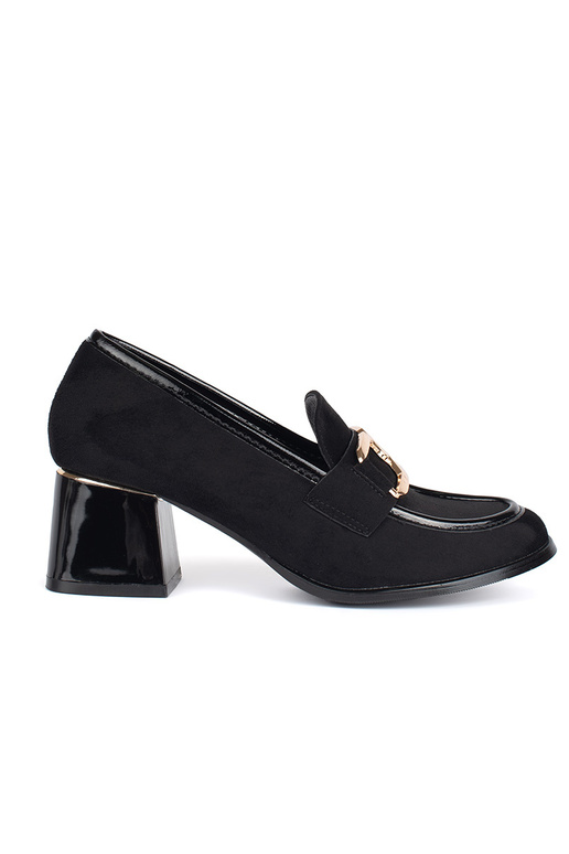 de camurça mulheres meio sapato em um poste grosso