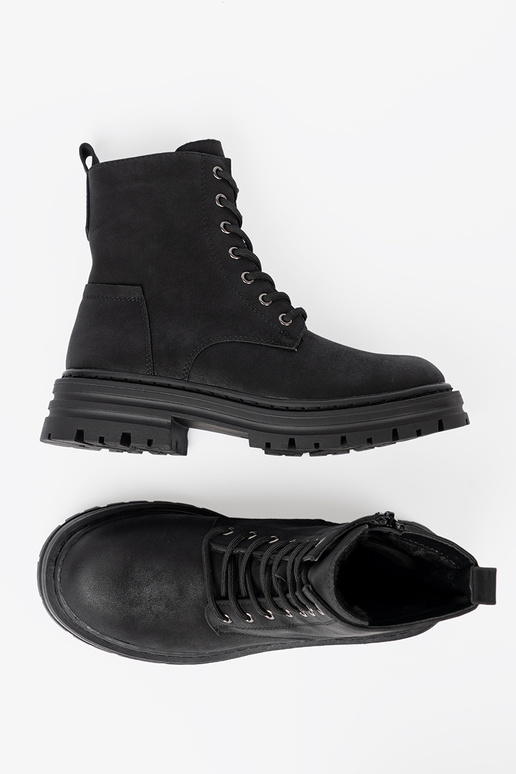 cor preta Sapatos femininose z cadarçosm i bieżnikiem Sergio Leone