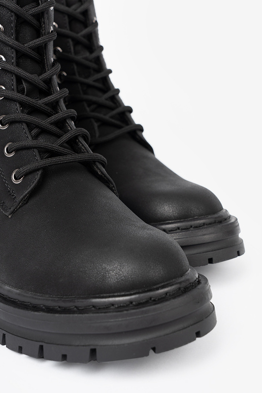 cor preta Sapatos femininose z cadarçosm i bieżnikiem Sergio Leone