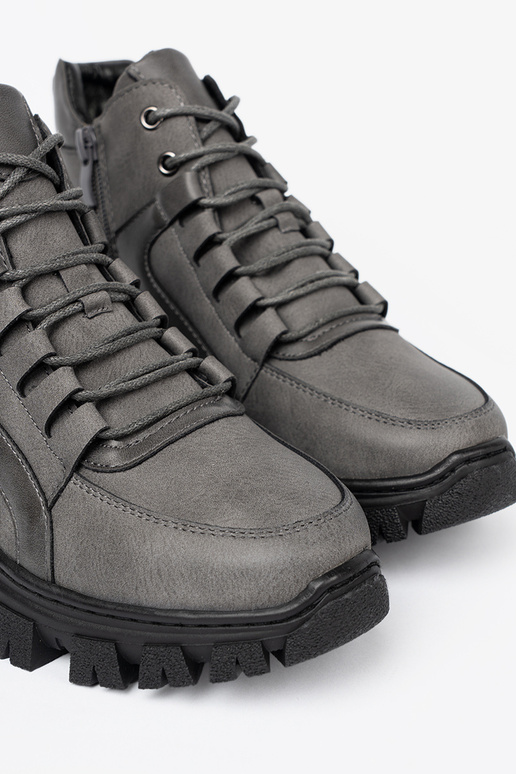 cor cinza amarrado Botas z grubą podeszParaą Sergio Leone