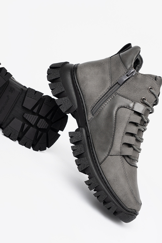 cor cinza amarrado Botas z grubą podeszParaą Sergio Leone