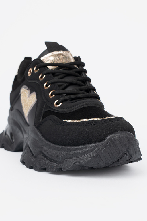 cor preta À modalo de tênis z ozdobnym douradom coraçãom