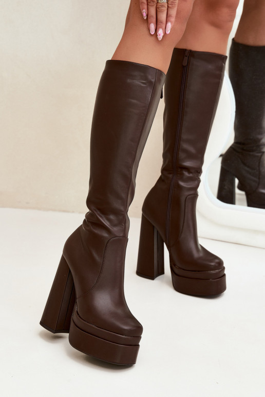 aquecimento botas femininas com salto e plataforma CzekoladoParae Lysara aquecimento botas femininas com salto e plataforma CzekoladoParae Lysara