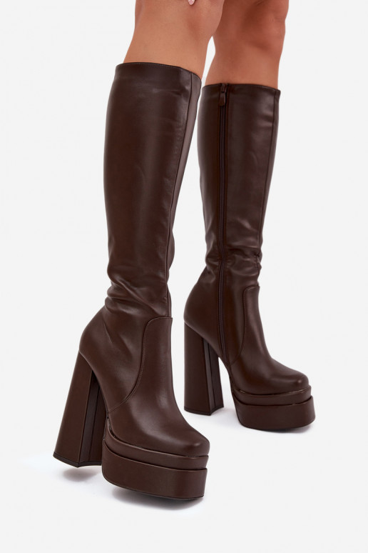 aquecimento botas femininas com salto e plataforma CzekoladoParae Lysara aquecimento botas femininas com salto e plataforma CzekoladoParae Lysara