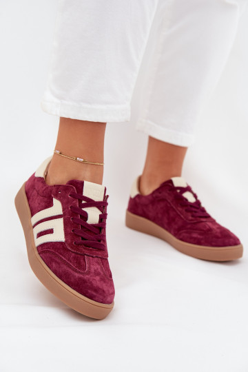 Tênis femininos de estilo esportivo de camurça "Vinceza 79557" cor bordô