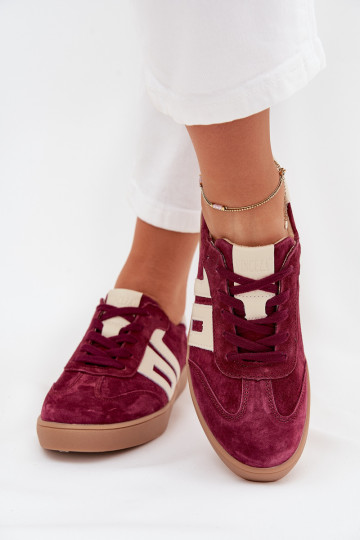 Tênis femininos de estilo esportivo de camurça "Vinceza 79557" cor bordô 2
