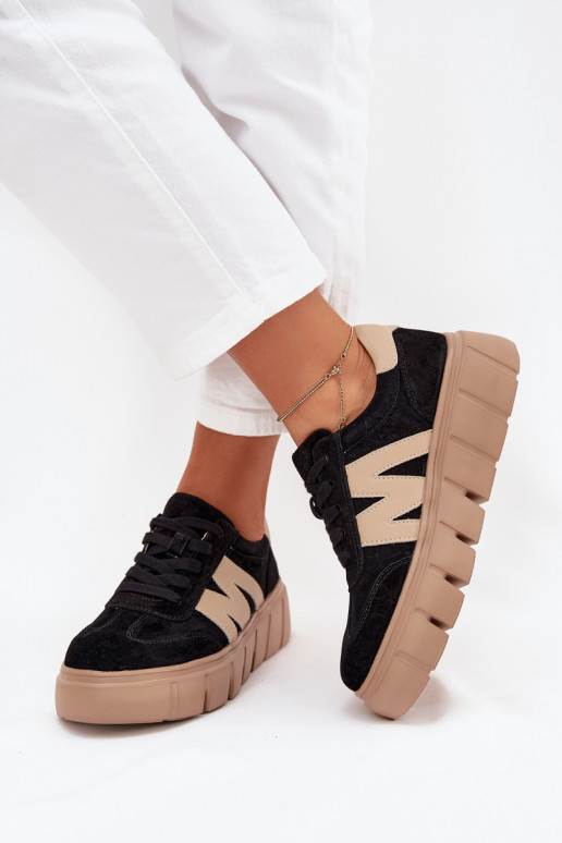 de camurça Feminino À modalo de tênis com uma plataforma Vinceza 79561 cor preta de camurça Feminino À modalo de tênis com uma plataforma Vinceza 79561 cor preta
