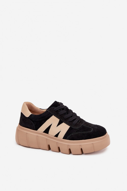 de camurça Feminino À modalo de tênis com uma plataforma Vinceza 79561 cor preta de camurça Feminino À modalo de tênis com uma plataforma Vinceza 79561 cor preta