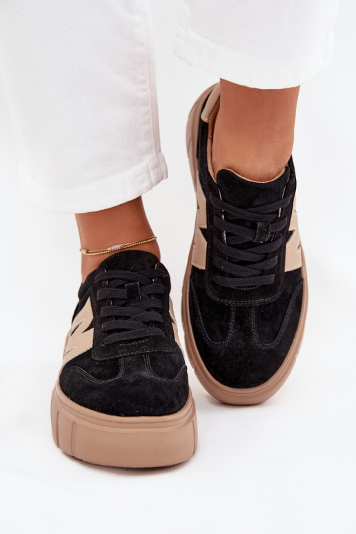 de camurça Feminino À modalo de tênis com uma plataforma Vinceza 79561 cor preta de camurça Feminino À modalo de tênis com uma plataforma Vinceza 79561 cor preta