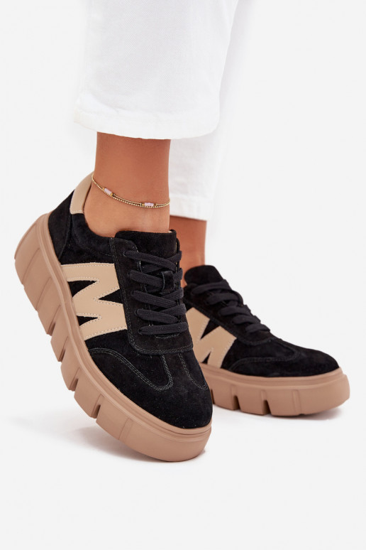 de camurça Feminino À modalo de tênis com uma plataforma Vinceza 79561 cor preta de camurça Feminino À modalo de tênis com uma plataforma Vinceza 79561 cor preta