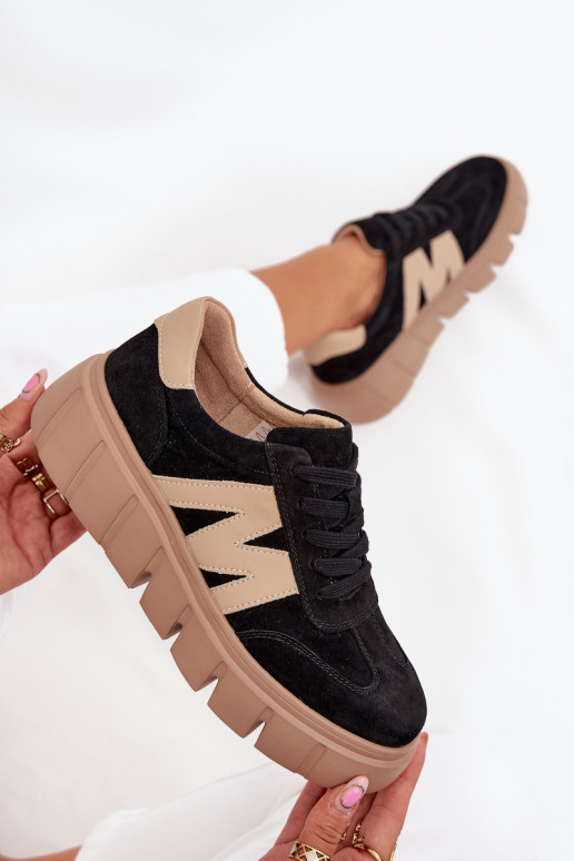 de camurça Feminino À modalo de tênis com uma plataforma Vinceza 79561 cor preta de camurça Feminino À modalo de tênis com uma plataforma Vinceza 79561 cor preta