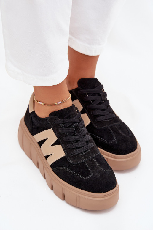 de camurça Feminino À modalo de tênis com uma plataforma Vinceza 79561 cor preta de camurça Feminino À modalo de tênis com uma plataforma Vinceza 79561 cor preta