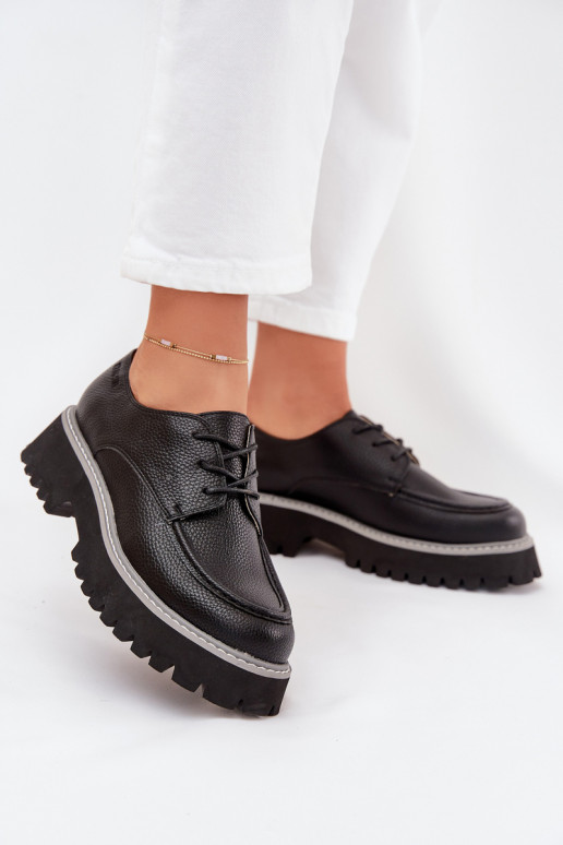 sapato mocassins femininos Com uma renda Big Star NN274052 cor preta