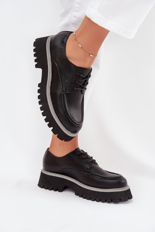 sapato mocassins femininos Com uma renda Big Star NN274052 cor preta