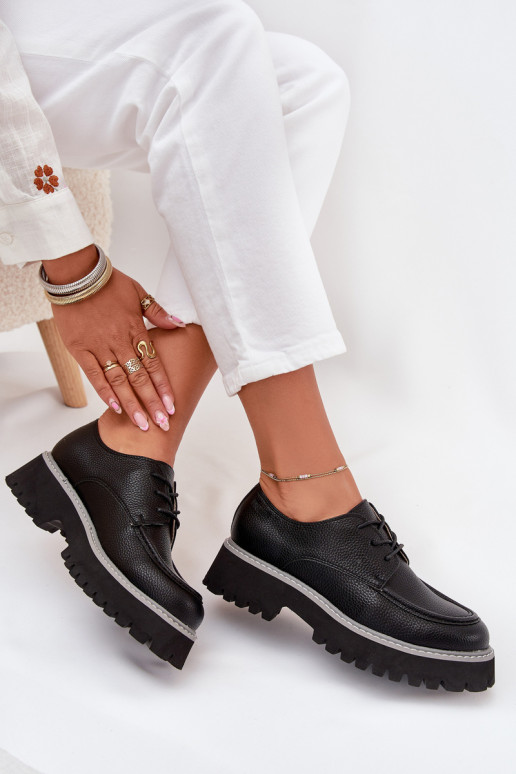 sapato mocassins femininos Com uma renda Big Star NN274052 cor preta