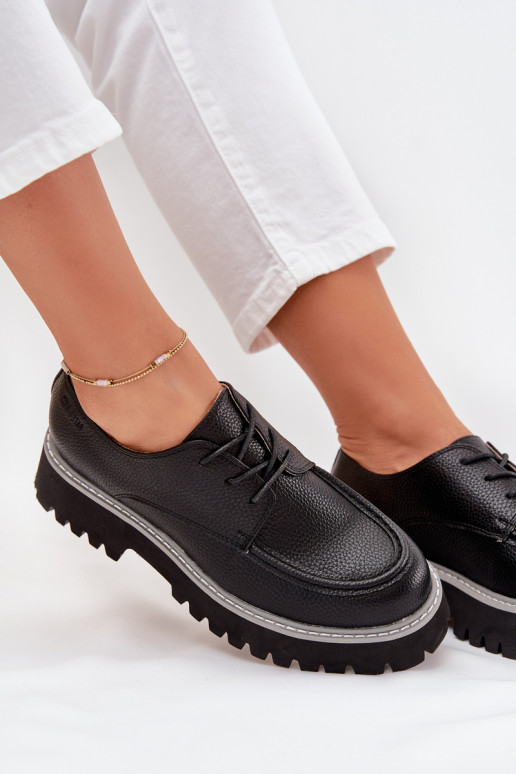 sapato mocassins femininos Com uma renda Big Star NN274052 cor preta