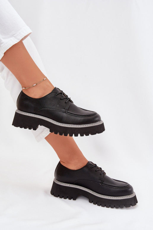 sapato mocassins femininos Com uma renda Big Star NN274052 cor preta