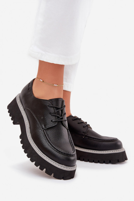 sapato mocassins femininos Com uma renda Big Star NN274052 cor preta