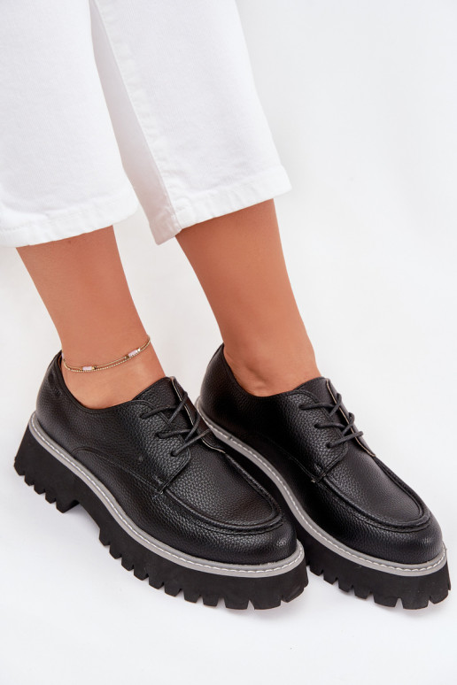 sapato mocassins femininos Com uma renda Big Star NN274052 cor preta