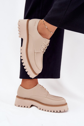 sapato mocassins femininos Com uma renda Big Star NN274053 bege