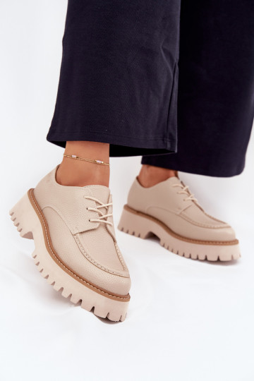 sapato mocassins femininos Com uma renda Big Star NN274053 bege 2