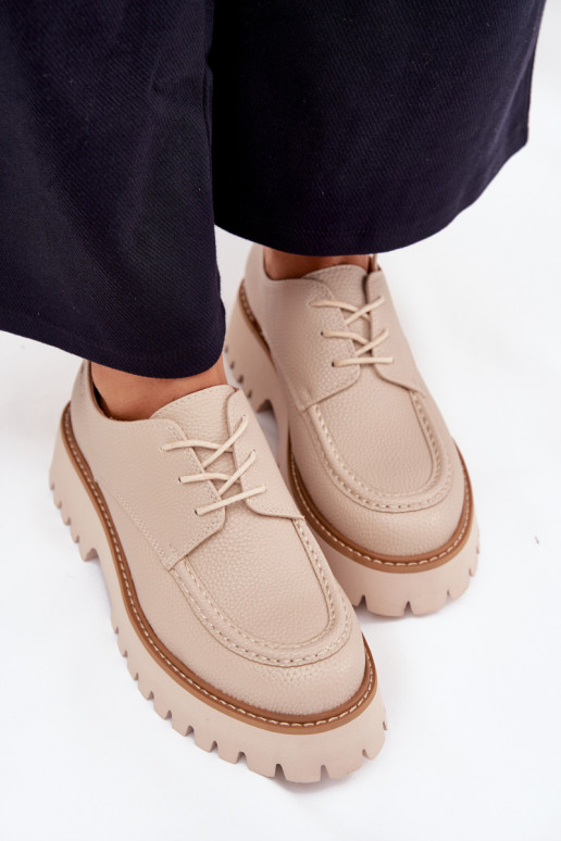 sapato mocassins femininos Com uma renda Big Star NN274053 bege