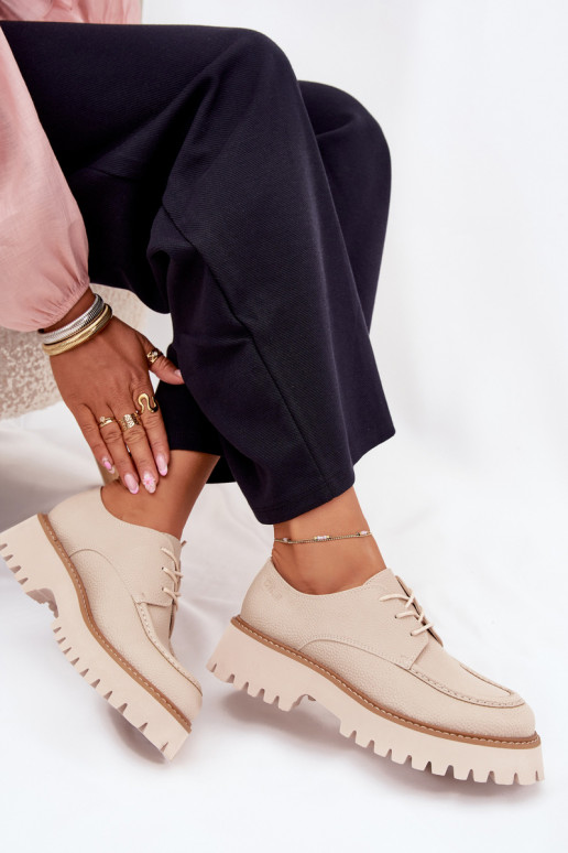 sapato mocassins femininos Com uma renda Big Star NN274053 bege