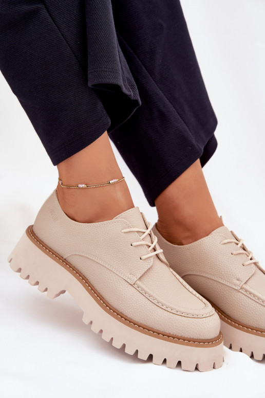 sapato mocassins femininos Com uma renda Big Star NN274053 bege