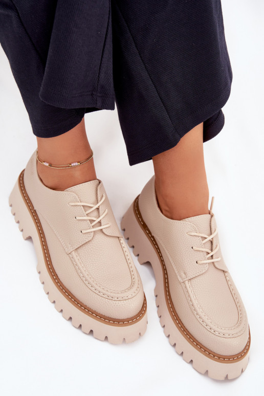 sapato mocassins femininos Com uma renda Big Star NN274053 bege