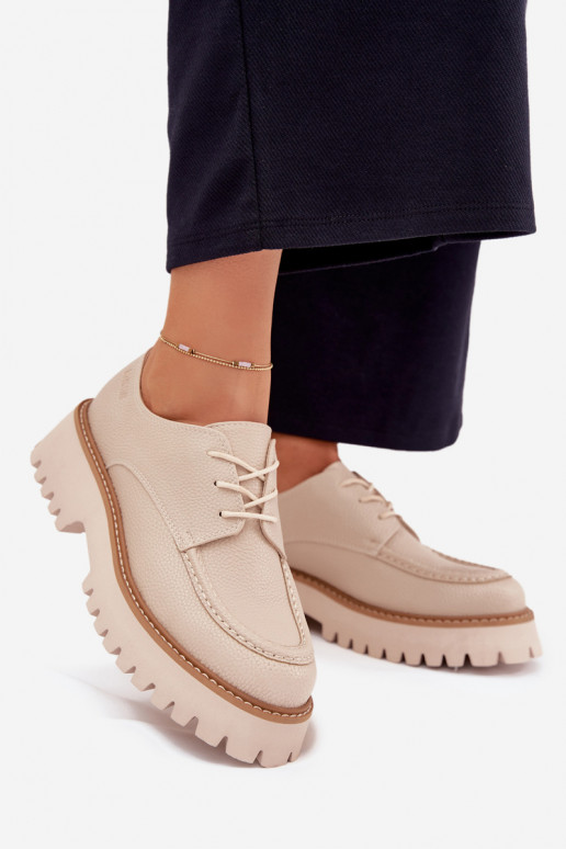 sapato mocassins femininos Com uma renda Big Star NN274053 bege