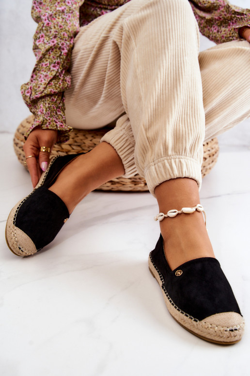 Feminino Alpercatas de camurça cor preta Joaquin