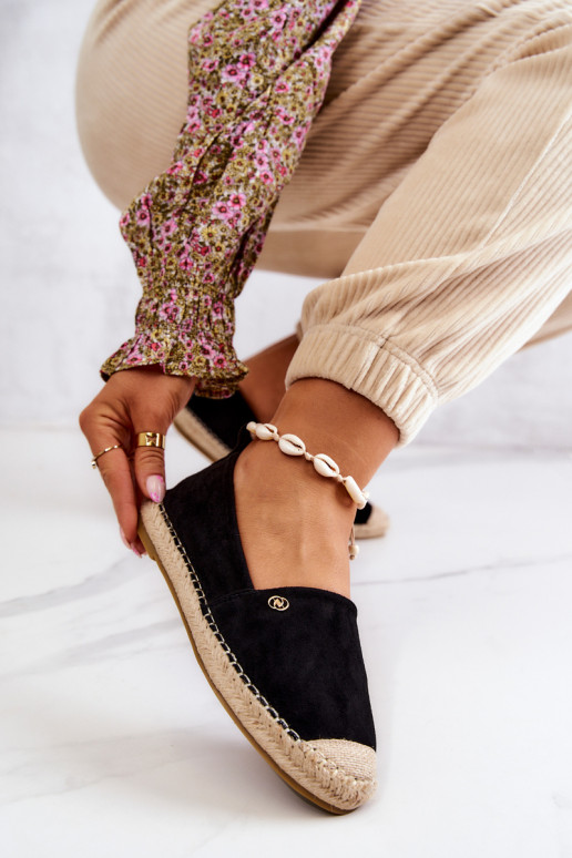 Feminino Alpercatas de camurça cor preta Joaquin