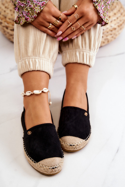 Feminino Alpercatas de camurça cor preta Joaquin