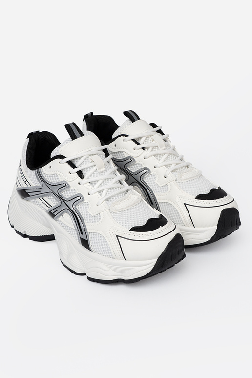 Branco-cor preta conveniente À modalo de tênis com malha