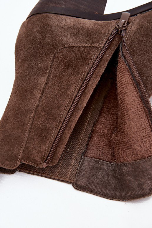 de camurça Botas com aquecimento no interior cor cáqui Arelia