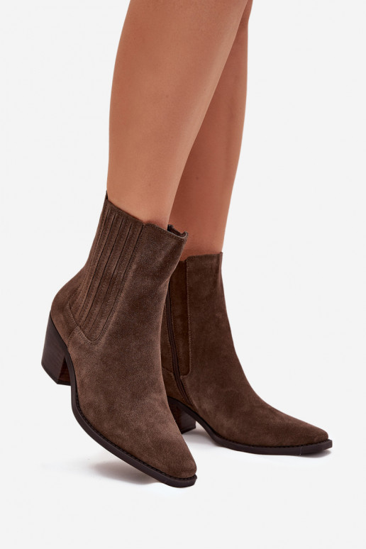 de camurça Botas com aquecimento no interior cor cáqui Arelia