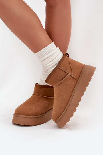Botas de neve femininas com plataforma, forradas, com pelinho por dentro, cor caqui Vesirae 2