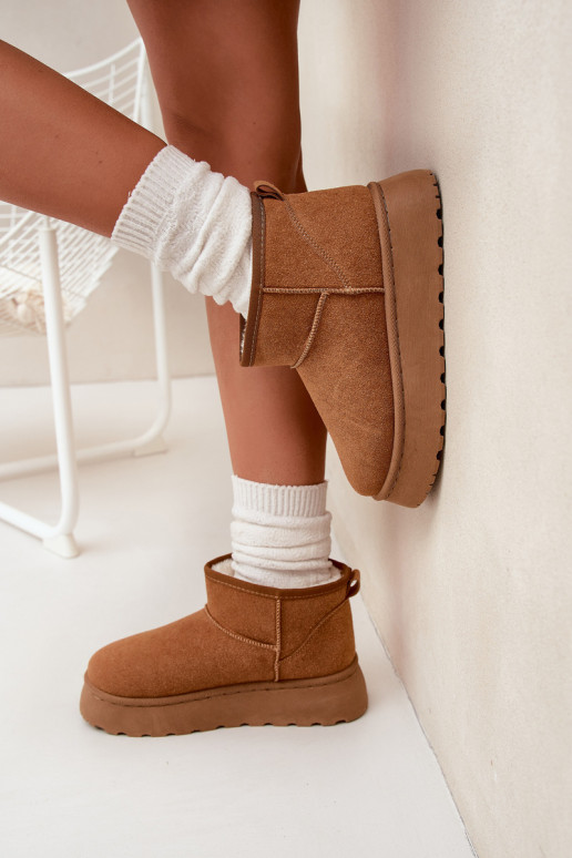 Botas de neve Feminino com uma plataforma aquecimento com pelo por dentro cor marrom Vesirae