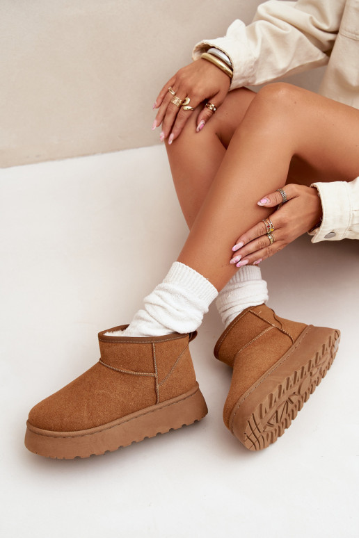 Botas de neve Feminino com uma plataforma aquecimento com pelo por dentro cor marrom Vesirae