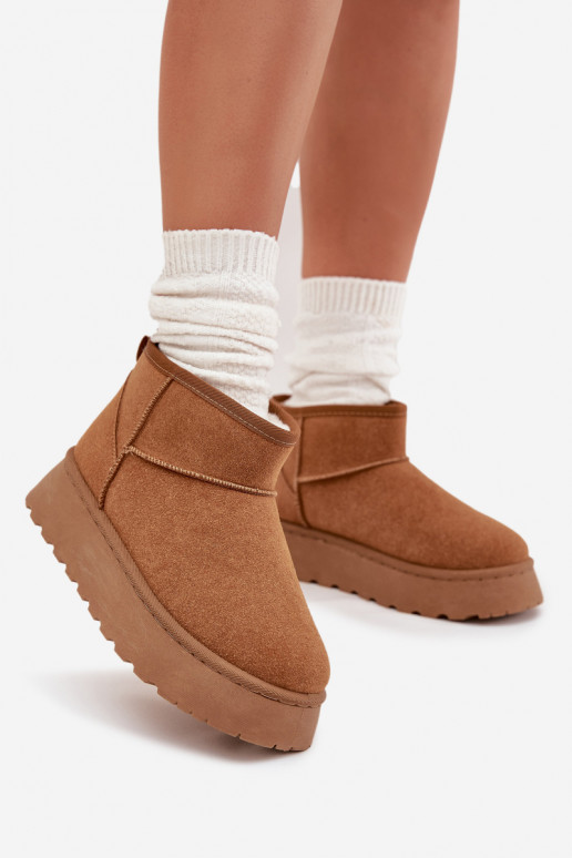 Botas de neve Feminino com uma plataforma aquecimento com pelo por dentro cor marrom Vesirae