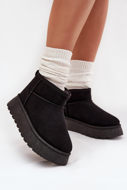 Botas de neve Feminino com uma plataforma aquecimento com pelo por dentro cor preta Vesirae