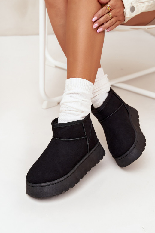 Botas de neve Feminino com uma plataforma aquecimento com pelo por dentro cor preta Vesirae