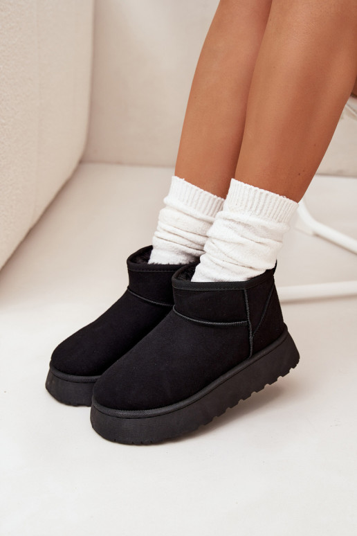 Botas de neve Feminino com uma plataforma aquecimento com pelo por dentro cor preta Vesirae