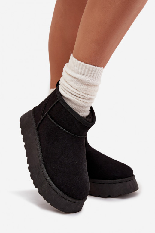 Botas de neve Feminino com uma plataforma aquecimento com pelo por dentro cor preta Vesirae