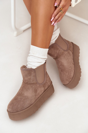 Botas de neve femininas com cano elástico, pretas Kiora