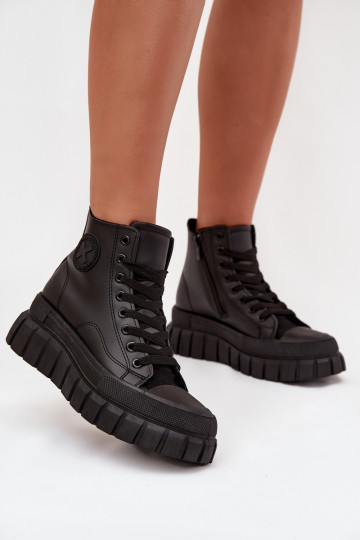 aquecimento sapatos de lazer com sola Feminino com uma plataforma Trancar cor preta Sarira