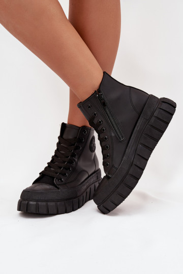 aquecimento sapatos de lazer com sola Feminino com uma plataforma Trancar cor preta Sarira 2